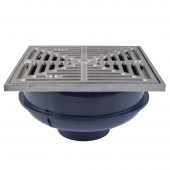 QuadDrain Square Floor Drain w/ Stainless Steel Strainer & Ring, PVC 2" Hub x 3" Inside Fit Sioux Chief