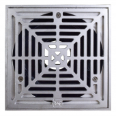 QuadDrain Square Floor Drain w/ Stainless Steel Strainer & Ring, PVC 2" Hub x 3" Inside Fit Sioux Chief
