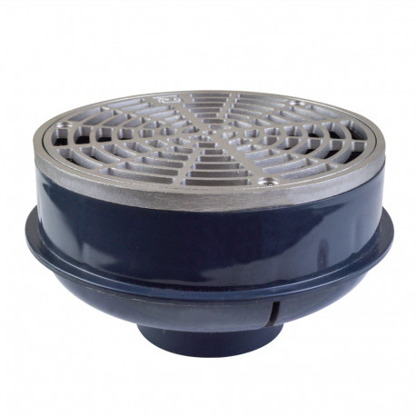 QuadDrain Round Floor Drain w/ Stainless Steel Strainer & Ring, PVC 2" Hub x 3" Inside Fit Sioux Chief