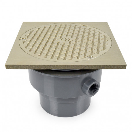 Standard Adjustable Cleanout Complete Assembly, Square, Nickel-Bronze, PVC 3" Hub Sioux Chief
