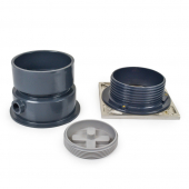 Standard Adjustable Cleanout Complete Assembly, Square, Stainless Steel, PVC 4" Hub Sioux Chief