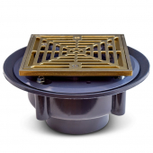 High-Capacity, Square PVC Shower Tile/Pan Drain w/ Brushed Bronze Strainer, 3" Hub Sioux Chief