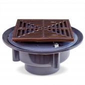 High-Capacity, Square PVC Shower Tile/Pan Drain w/ Oil Rubbed Bronze Strainer, 3" Hub Sioux Chief