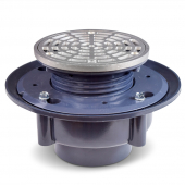 High-Capacity, Round PVC Shower Tile/Pan Drain w/ Matte St. Steel Strainer, 3" Hub Sioux Chief