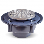 High-Capacity, Round PVC Shower Tile/Pan Drain w/ Matte St. Steel Strainer, 3" Hub Sioux Chief