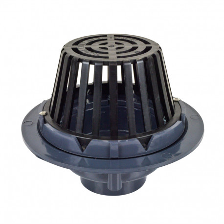 PVC Roof Drain w/ PolyPro Dome Strainer, 3" PVC Hub Sioux Chief