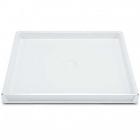 32" x 30" x 2.5" DuraPan Washer/Water Heater Pan w/ Side Drain Elbow Fitting Assembly, Flock White Mustee