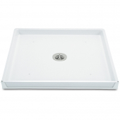 32" x 30" x 2.5" DuraPan Washer/Water Heater Pan w/ Center Drain Assembly, Flock White Mustee
