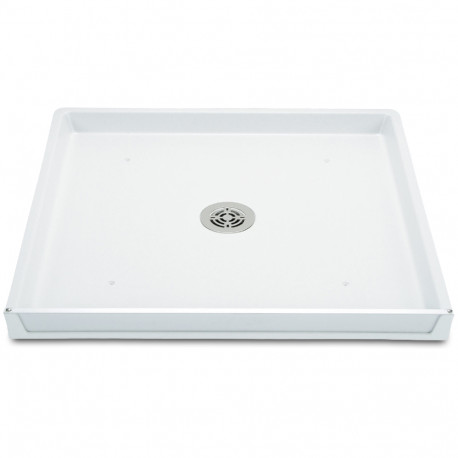 32" x 30" x 2.5" DuraPan Washer/Water Heater Pan w/ Center Drain Assembly, Flock White Mustee