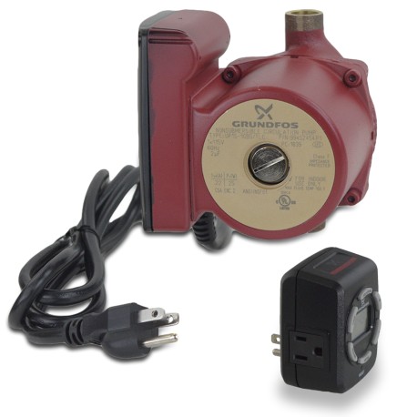 UP15-10B5/TLC Bronze Circulator Pump w/ Timer & Line Cord, 1/2" Sweat, 1/25 HP, 115V Grundfos