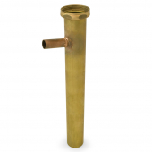 1-1/2" x 12", 17GA, Flanged Dishwasher Tailpiece w/ 1/2" (5/8" OD) Copper Branch Outlet, Rough Brass Matco-Norca