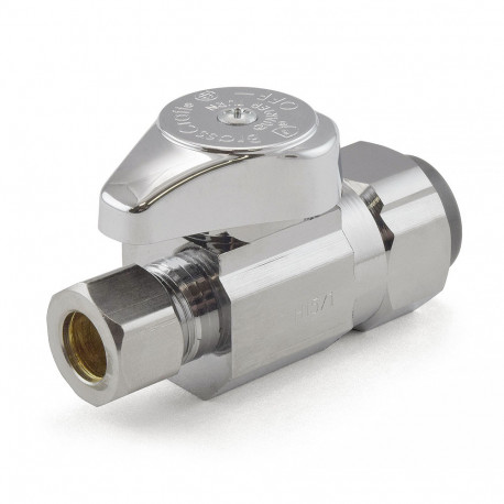 1/2" Push Connect x 3/8" OD Compr. Straight Stop Valve (1/4-Turn), Lead-Free BrassCraft