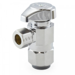 1/2" Push Connect x 3/8" OD Compr. Angle Stop Valve (1/4-Turn), Lead-Free