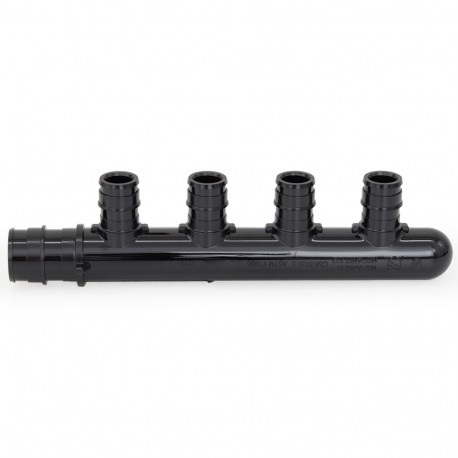4-Branch PEX-A Expansion (F1960) Poly-Alloy Manifold, 1/2" Ports x 3/4" Inlet, Closed-Style, Lead-Free Everhot