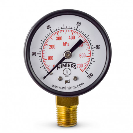0-100 psi Pressure Gauge, 2" Dial, 1/4" NPT Winters