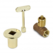 HearthMaster Straight Log Lighter Gas Valve Kit (Valve, Polished Brass Flange and Key), NG or LP Sioux Chief