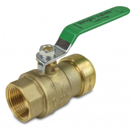 1" Push To Connect x 1" FPT Brass Ball Valve, Lead-Free Wright Valves