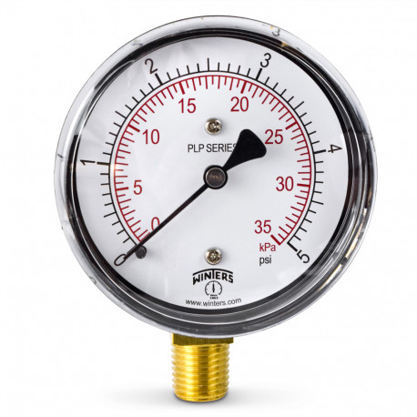 0-5 psi Pressure Gauge, 2-1/2" Dial, 1/4" NPT Winters