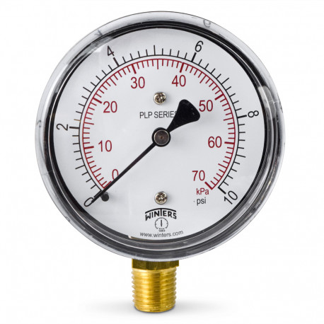 0-10 psi Pressure Gauge, 2-1/2" Dial, 1/4" NPT Winters