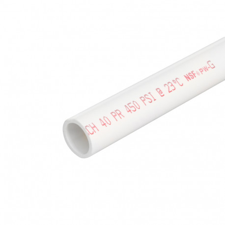 1" x 10ft PVC Pipe, Solid Core, Sch40 Charlotte Pipe