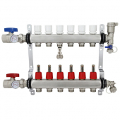 6-branch Stainless Steel Radiant Heat Manifold Set w/ 1/2" PEX adapters Rifeng