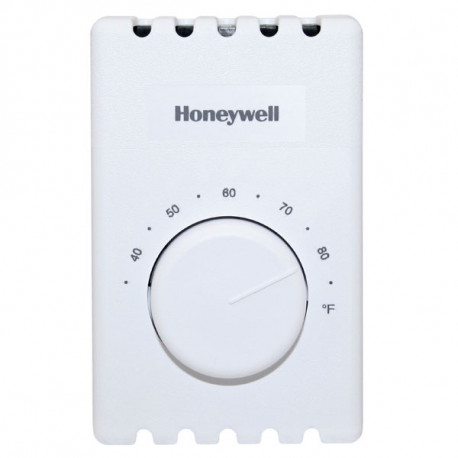 T410B Line Voltage Thermostat w/ Positive OFF, DPST, Electric Heat Only, 120/208/240/277V, 5000W Honeywell