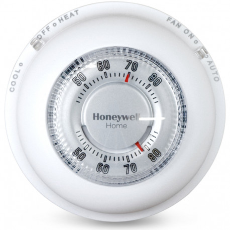 Round Mechanical Thermostat, 1H/1C Conv. or 1H/1C Heat Pump Honeywell