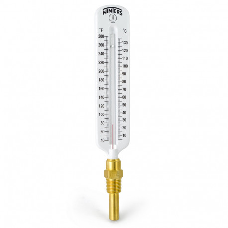 40-280F, 8" Straight Scale Well Thermometer/Temperature Gauge, 1/2" NPT Winters