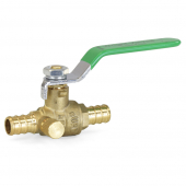 1/2" PEX Brass Ball Valve w/ Waste Outlet, Full Port (Lead-Free) Wright Valves